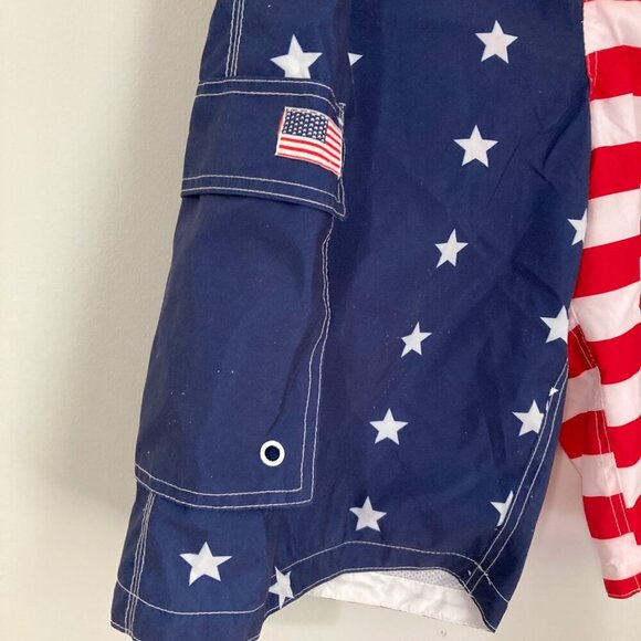 EXIST Patriotic American Flag Swim Trunks/Board Shorts Mesh Lined Men XL July - Picture 3 of 13